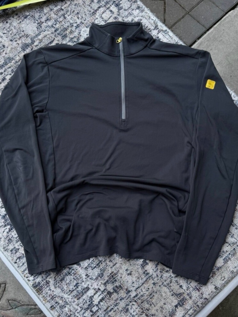 Arc'teryx Men's Black Performance Half-Zip Jacket with Yellow Accents
